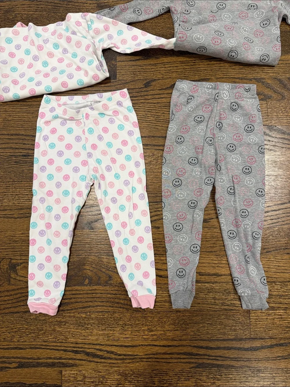 Two Pairs B Steps Little Mish Smiley Face Girls’ Pajama Sets-Pink 18-24 Months